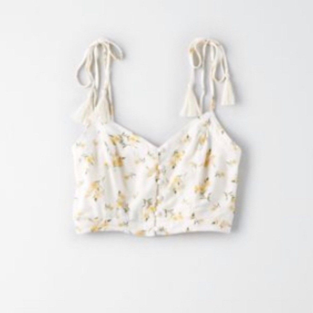 AE Botton Front Floral Crop Top NWT